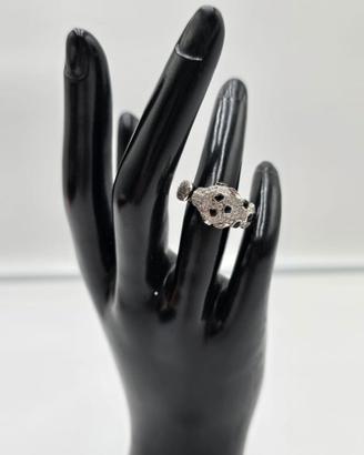 Anello Panthere Simil Cartier in Oro Bianco e Pave