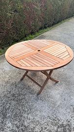 Tavolo legno giardino rotondo richiudibile