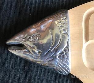 Vassoio tagliere legno pesce salmone nuovo