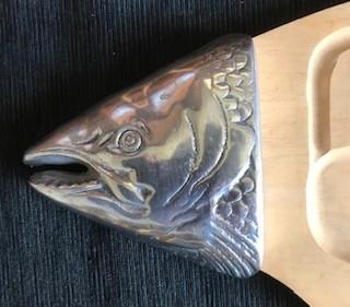 Vassoio tagliere legno pesce salmone nuovo