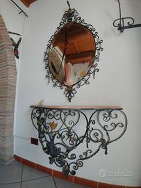 Consolle e specchio in ferro battuto fatta a mano