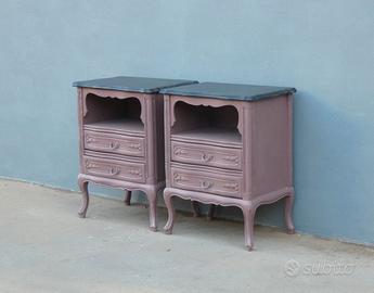 Coppia comodini st.provenzale laccati Shabby Chic