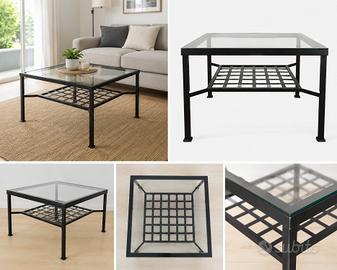 Tavolino IKEA GRANÅS vintage con piano in vetro e