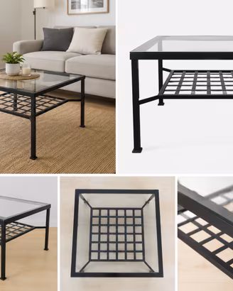 Tavolino IKEA GRANÅS vintage con piano in vetro e