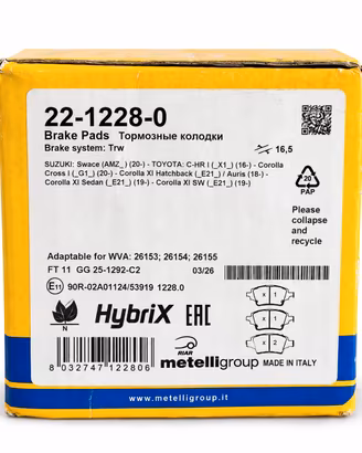 PASTIGLIE FRENO METELLI HYBRIX 22-1228-0 – TOYOTA 