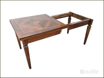 Tavolo quadrato classico apribile a libro 90x90