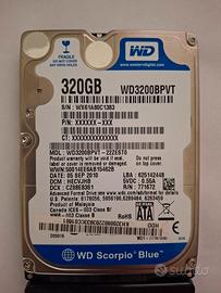 HDD 320GB 2,5"  WD3200BPVT-22ZEST0 5Khrs SmartOK