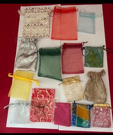 Lotto 15 sacchettini organza e tessuto