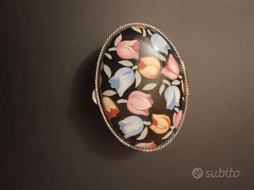 Scatola argento coperchio ceramica