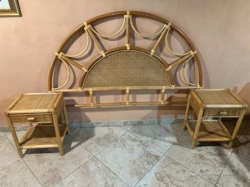 Spalleria e comodini in giunco