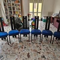 Set 6 Sedie Design Anni 90 legno nero