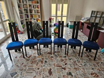 Set 6 Sedie Design Anni 90 legno nero
