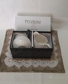 Set zuccheriera + lattiera in ceramica bianca traf