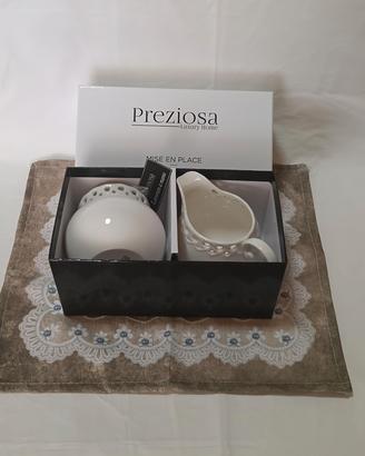 Set zuccheriera + lattiera in ceramica bianca traf