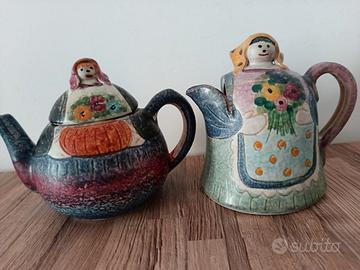 Teiera e lattiera ornamentali. Dipinte a mano