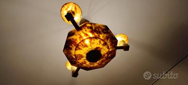 Lampadario vintage in alabastro stile art deco