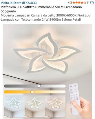 Plafoniera lampadario led soffitto dimmerabile
