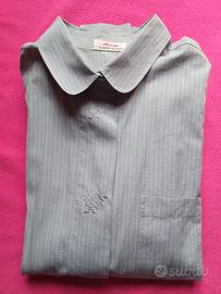 Camicetta a righe,ricami, collo a cuore Made in IT