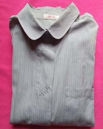 Camicetta a righe,ricami, collo a cuore Made in IT