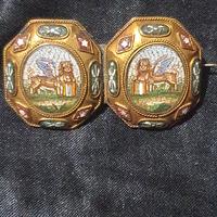 Spilla oro 18k  con micro mosaico antica