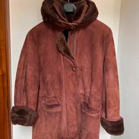 Montone donna modello parka bordeaux