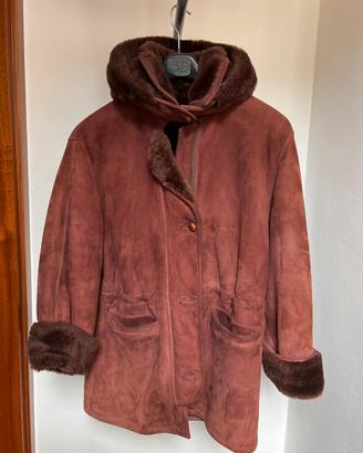 Montone donna modello parka bordeaux