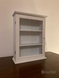 Vetrina armadietto legno bianca con anta in vetro