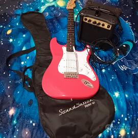 chitarra elettrica rossa completa