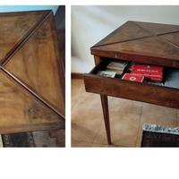 Antico tavolino da gioco francese a fazzoletto