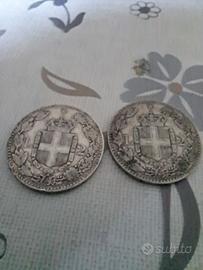 lotto 2 monete d'argento 2 lire 1886 