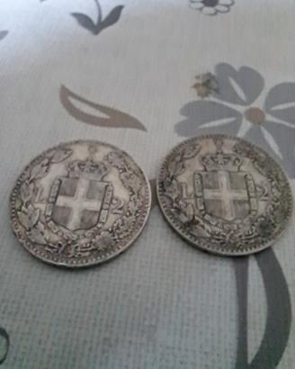 lotto 2 monete d'argento 2 lire 1886 