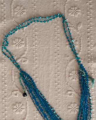 Collana multifilo blu e turchese