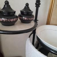 2Potiche vasi vintage vetro nero decoro a mano