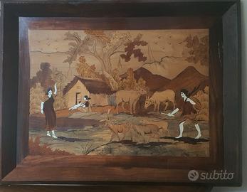 Quadro in legno palissandro con intarsio