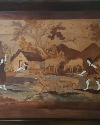 Quadro in legno palissandro con intarsio