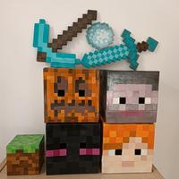 4 Cosplay Minecraf Steave Alex Enderman e Pupazzo