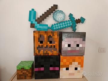 4 Cosplay Minecraf Steave Alex Enderman e Pupazzo