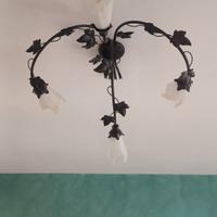 lampadario e abat jour ferro battuto 