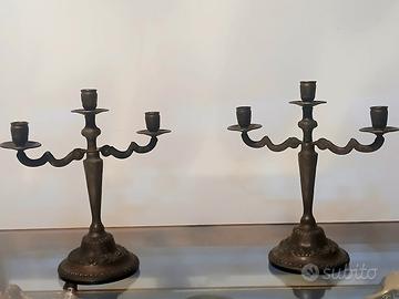 COPPIA CANDELABRI  IN OTTONE 