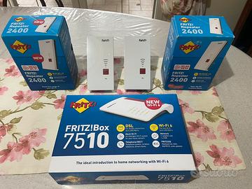 Fritz box 7510 + 2 Fritz repeater 2400 + 1 1160