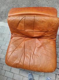 4 poltrone in pelle arancione