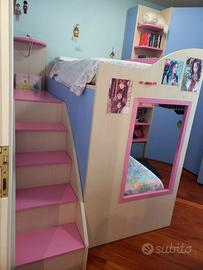 Letto con scaletta contenitore cameretta  Moretti