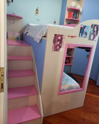 Letto con scaletta contenitore cameretta  Moretti