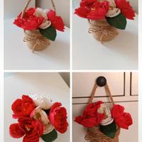 Cestino Juta con Fiori da appendere