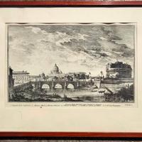 Stampa antica di Roma con San Pietro, ecc.