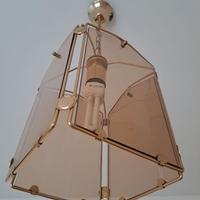 Lampadario cubo vetro ottone anni 70