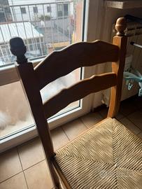 Set 6 Sedie Rustiche in Legno e Paglia