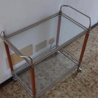 carrello di servizio con ruote, in vetro