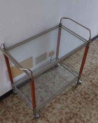 carrello di servizio con ruote, in vetro