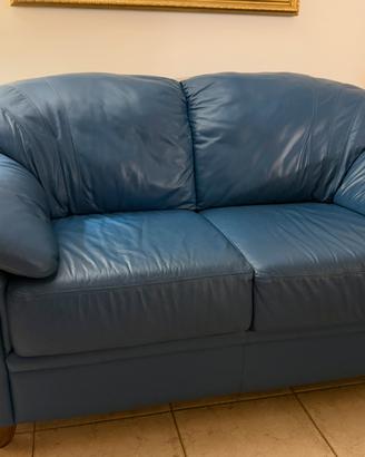 Coppia divani in pelle blu